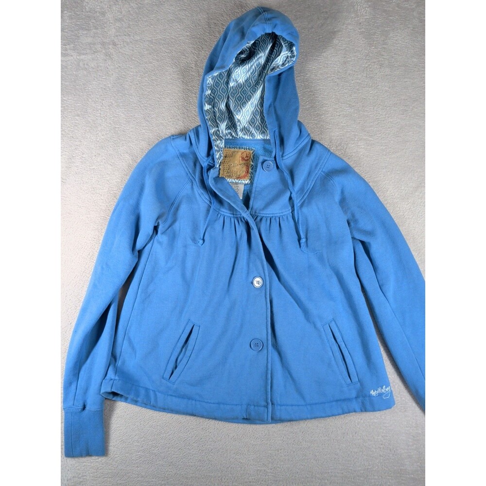 Vintage Billabong Hoodie Womens Small Blue Y2K Surf Skate Button Front 90s